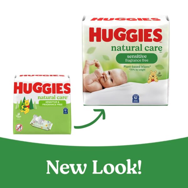 Huggies Natural Care Sensitive Baby Wipes, Unscented, Hypoallergenic, 99% Purified Water, 12 Flip-Top Packs (768 Wipes Total), Packaging May Vary - Image 3