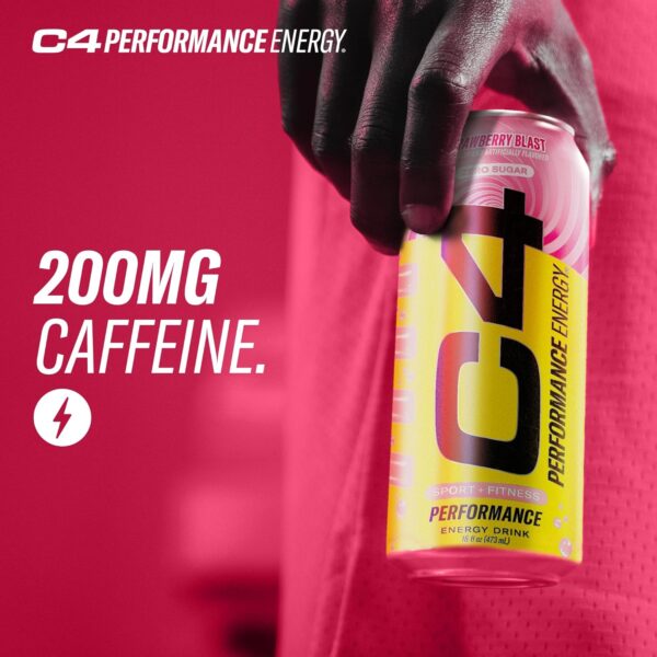 Cellucor C4 Performance Energy Drink | Strawberry Blast | Zero Sugar Carbonated Preworkout Energy | 200mg Caffeine with Beta Alanine | 16 Fl Oz (12 Pack) - Image 4
