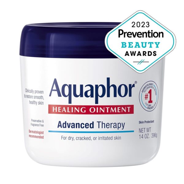 Aquaphor Healing Ointment, Advanced Therapy Skin Protectant, Multi-Purpose Healing Ointment and Body Moisturizer, For Dry, Cracked Skin, Minor Cuts and Burns, 14 Oz Jar - Image 3