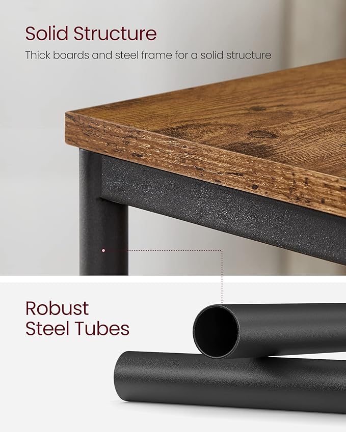 VASAGLE Side Table, Small End Table, Tall Nightstand for Living Room, Bedroom, Office, Bathroom, Rustic Brown and Classic Black ULET273B01 - Image 6