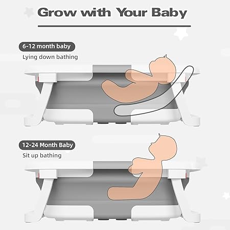 Collapsible Baby Bathtub,Baby Bath Tub with Soft Cushion & Thermometer,Baby Bathtub Newborn to Toddler 0-36 Months,Portable Travel Baby Tub - Image 5