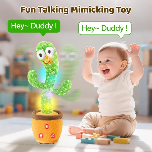 Dancing Talking Cactus Toy for Baby Toddler, Boys Girls Gifts Singing Mimicking Recording Repeating What You Say Baby Toys with 120 English Songs (Adjustable Volume) - Image 3