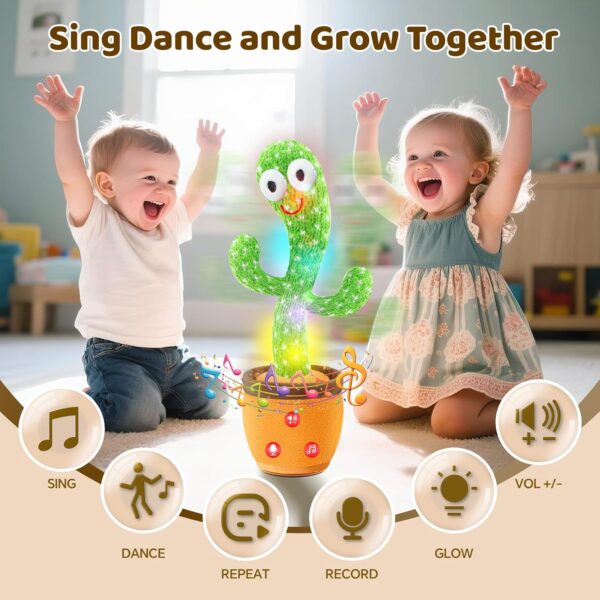Dancing Talking Cactus Toy for Baby Toddler, Boys Girls Gifts Singing Mimicking Recording Repeating What You Say Baby Toys with 120 English Songs (Adjustable Volume) - Image 5