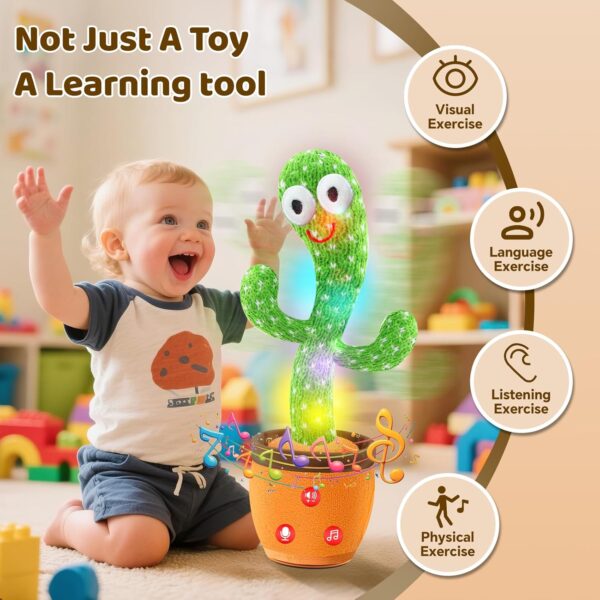 Dancing Talking Cactus Toy for Baby Toddler, Boys Girls Gifts Singing Mimicking Recording Repeating What You Say Baby Toys with 120 English Songs (Adjustable Volume) - Image 6