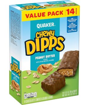 Quaker Chewy Dipps Granola Bars, Peanut Butter, 1.05 Oz Bars, 14 Ct