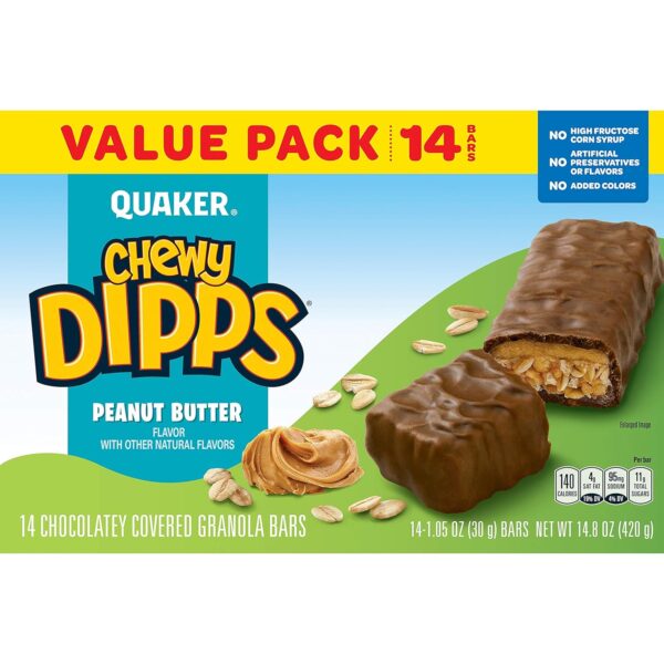 Quaker Chewy Dipps Granola Bars, Peanut Butter, 1.05 Oz Bars, 14 Ct - Image 5